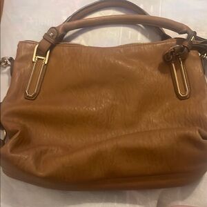 Jessica Simpson Tan Shoulder Bag with Gold Hardware and Slouchy Shape